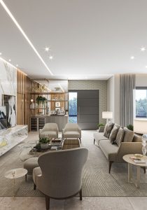 Design de Interiores: Sala de estar com lareira ecológica