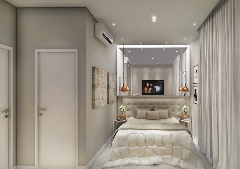 Design de Interiores: Quarto do Casal planejado para aproveitamento total de pequenos espaços