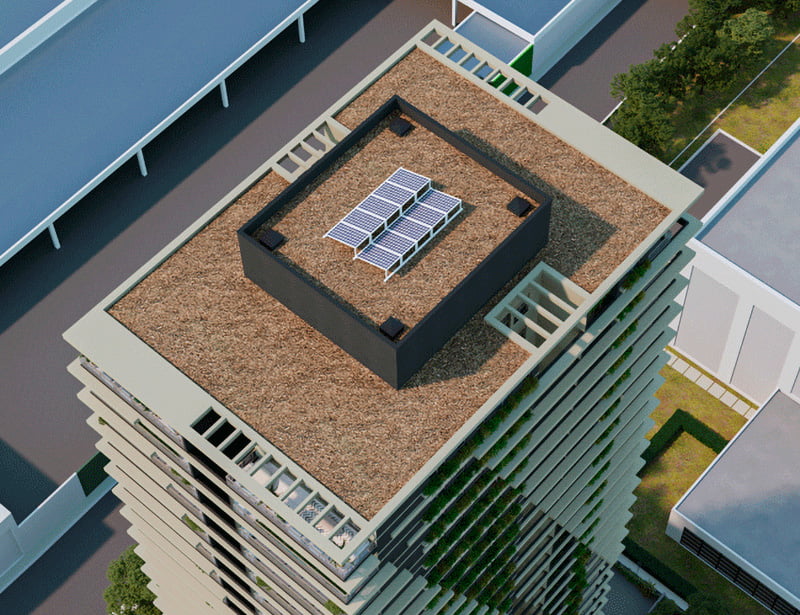 Simulação de instalação de placas fotovoltaicas no residencial Brickell Iguatemi - (CRB construtora).